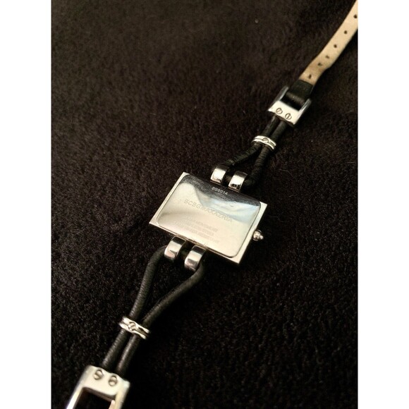 BCBGMAXAZRIA Ladies BG6014 Classic Crystal Black Leather Strap Watch New Battery - Picture 7 of 9
